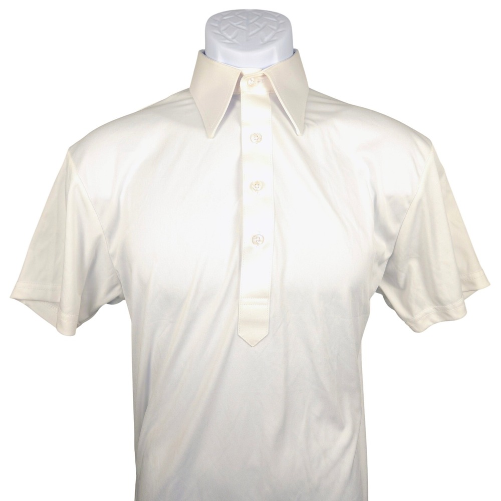 Collars & Co Dress Collar Polo Shirt Mens Small Ivory Button Front Polyester